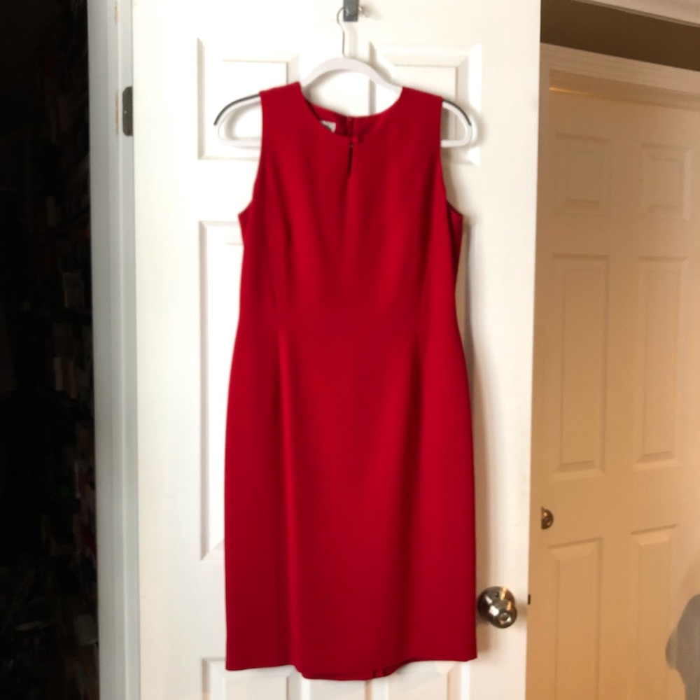 Classic cut red dress.